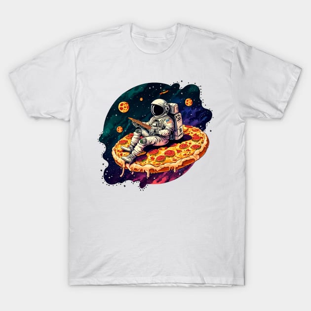 Astronaut in space eating pizza T-Shirt by ramith-concept